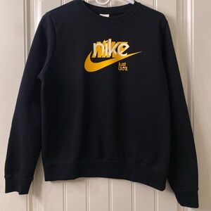 Nike Black Yellow Logo Men's Pullover Sweatshirt Crew Neck Size S